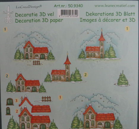 3D Knipvel (A4) --- WINTER --- LeCreaDesign 50.9340 --- DIVERSE GEBOUWEN in de SNEEUW - Afbeelding 2