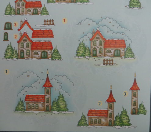 3D Knipvel (A4) --- WINTER --- LeCreaDesign 50.9340 --- DIVERSE GEBOUWEN in de SNEEUW - Afbeelding 3