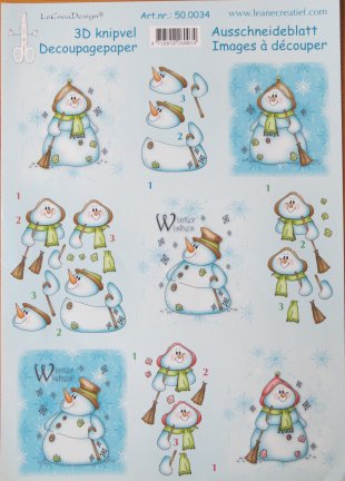 3D Knipvel (A4) --- WINTER --- LeCreaDesign 50.0034 --- DIVERSE SNEEUWPOPPEN - nr. 1