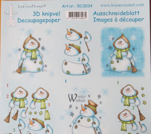 3D Knipvel (A4) --- WINTER --- LeCreaDesign 50.0034 --- DIVERSE SNEEUWPOPPEN - Afbeelding 2