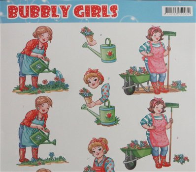 3D Knipvel (A4) --- VROUWEN --- Yvonne Creations CD11241 --- BUBBLY GIRLS WERKEN in de TUIN - 2