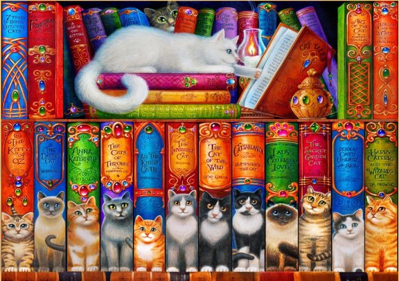 Bluebird Puzzle - Cat Bookshelf - 1000 Stukjes - nr. 1