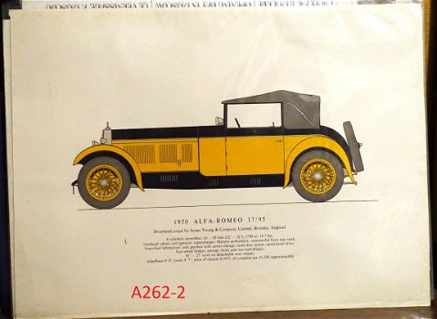 [Auto's 1904-1930] Lithografieën o.a. Alfa-Romeo Rolls-Royce - 2