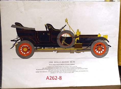 [Auto's 1904-1930] Lithografieën o.a. Alfa-Romeo Rolls-Royce - 5