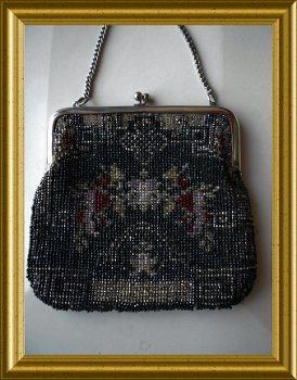 Oud tasje met kraaltjes // vintage beaded purse - 3