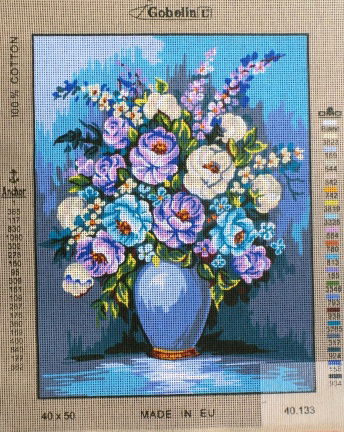 VOORBEDRUKT BORDUURSTRAMIEN , VAAS MET BLOEMEN 133 - nr. 1
