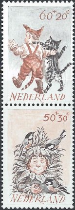 Postzegels Nederland - 1982. Kinderzegels, kinderen met dieren (50+30ct) + (60+20ct)