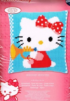 AANBIEDING HELLO KITTY VOORBEDRUKT BORDUURPAKKET (KUSSEN) MET TROMPET - 1