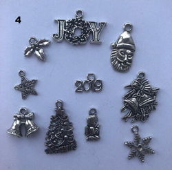 bedeltje/charms kerst setje nr 4 - 10 stuks