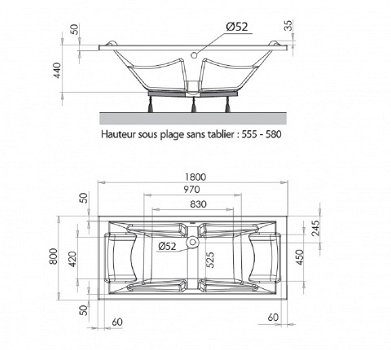 Sanifun Allibert Lodge Duo inbouw ligbad 1800 x 800 x 440 - 2