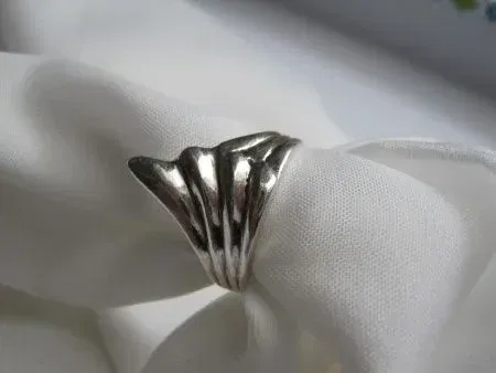 Zilveren ring maat 18.1 groot waaier model - nr. 1