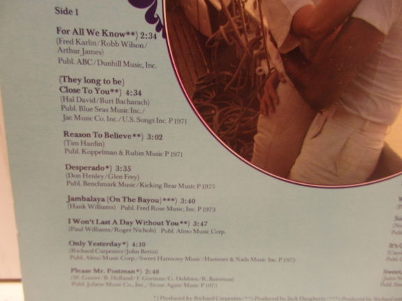 LP - Beautiful lovesongs by the Carpenters. - Afbeelding 3