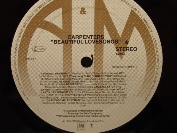 LP - Beautiful lovesongs by the Carpenters. - Afbeelding 5
