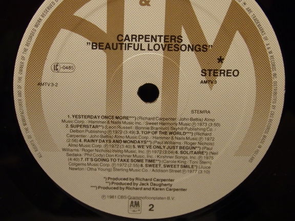 LP - Beautiful lovesongs by the Carpenters. - Afbeelding 6
