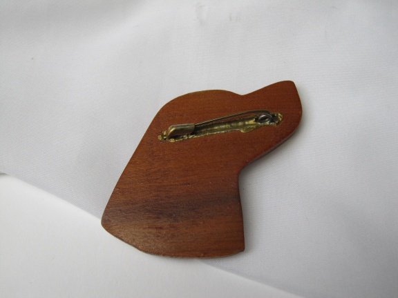 Broche houtsnijwerk hondenkop (retriever) 8.4x5.0 cm - Afbeelding 2