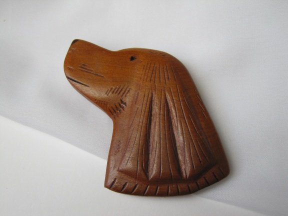 Broche houtsnijwerk hondenkop (retriever) 8.4x5.0 cm - Afbeelding 5