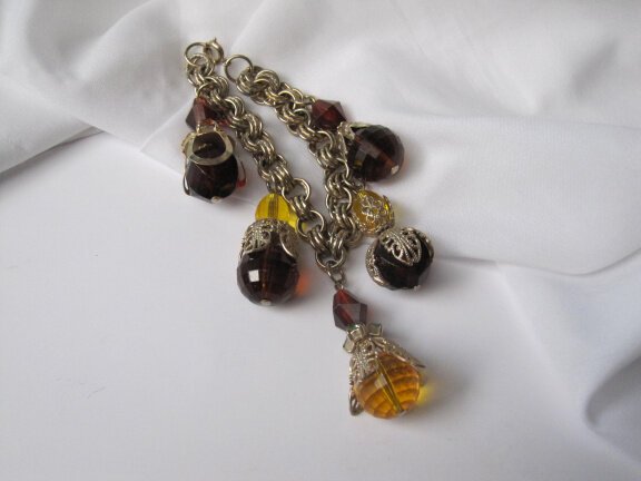 Armband goudkleurige schakels met grote kunststof bedels 20 cm - Afbeelding 5