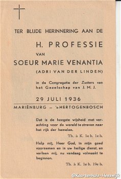 Prentje H. Professie Adri van der Linden 29 Juli 1936 - 2