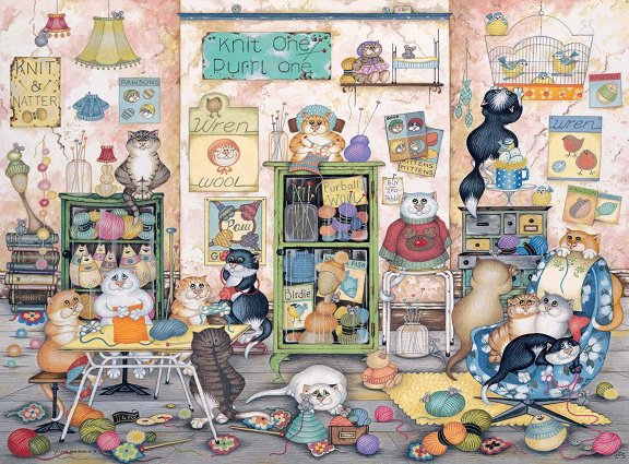 Ravensburger - Crazy Cats Knit One Purrl One - 500 Stukjes Nieuw - nr. 1