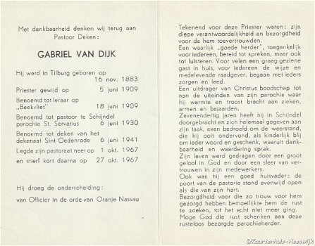 Bidprentje Gabriel van Dijk 16 nov. 1883-27 okt. 1967 - 2