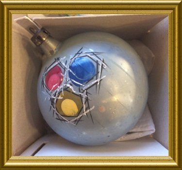 Nog een oude blauwe glazen kerstbal - 1