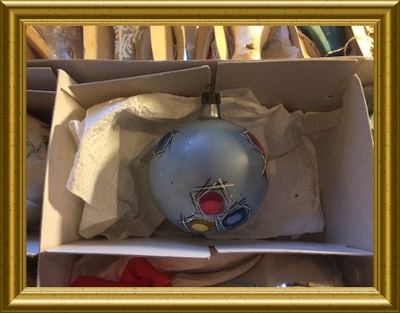 Nog een oude blauwe glazen kerstbal - 4