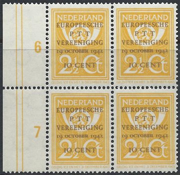 Postzegels Nederland - 1943 Europese PTT Vereniging (10ct op 2½ct) - 1