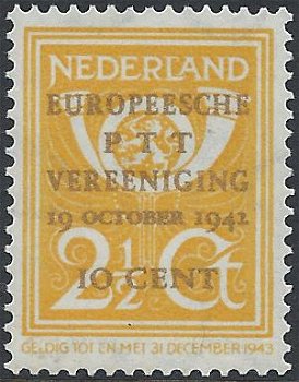 Postzegels Nederland - 1943 Europese PTT Vereniging (10ct op 2½ct) - 1