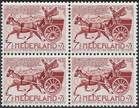 Postzegels Nederland - 1943 Dag van de postzegel, postkoets (7½+7½) - 1