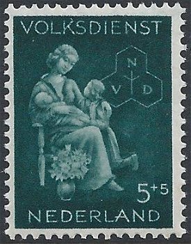 Postzegels Nederland - 1944 Winterhulp - Volksdienstzegels (5+5ct) - 1