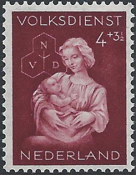 Postzegels Nederland - 1944 Winterhulp - Volksdienstzegels (4+3½ct) - 1