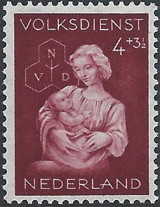 Postzegels Nederland - 	1944 Winterhulp - Volksdienstzegels (4+3½ct)