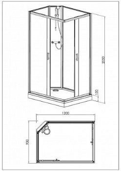 Sanifun complete douchecabine Leopolda 1200 x 900 kitvrij - 8