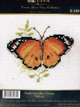 ALISA BORDUURPAKKET, BRIGH BUTTERFLIES, ORANGE 148 op=op - 1