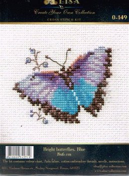 ALISA BORDUURPAKKET, BRIGH BUTTERFLIES,BLUE 149 op=op - 1