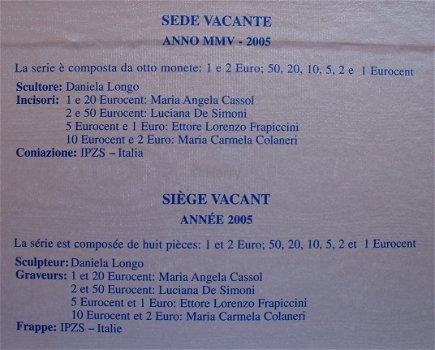 Vaticaan euroset 2005 MMV BU, Sede vacante - 5