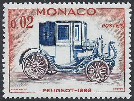 Postzegels Monaco - 1961 - Antieke auto's (0,02f) - 1