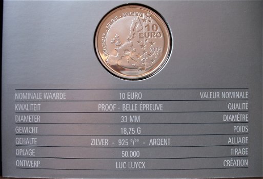 Belgie 10 euro 2004 kuifje, zilver .925, in mapje - 5