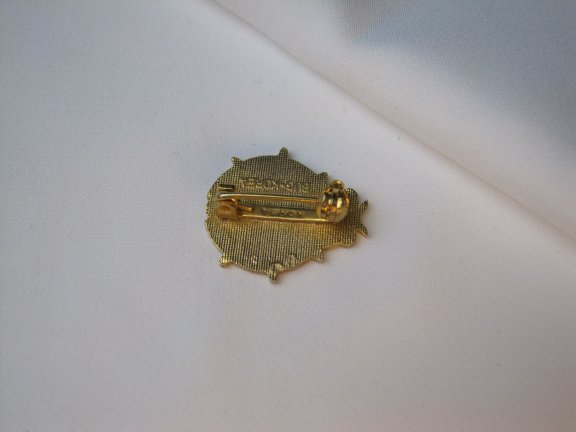 Broche goudkleurig wit zwart rood emaille kever/lieveheersbeestje 2.1x1.8 cm. - Afbeelding 4