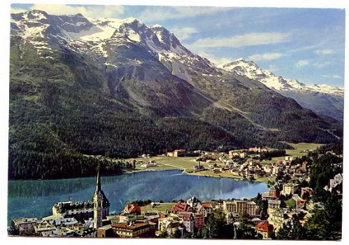 F163 St. Moritz mit Piz Rosatsch und piz Corvatsch / Zwitserland - 1
