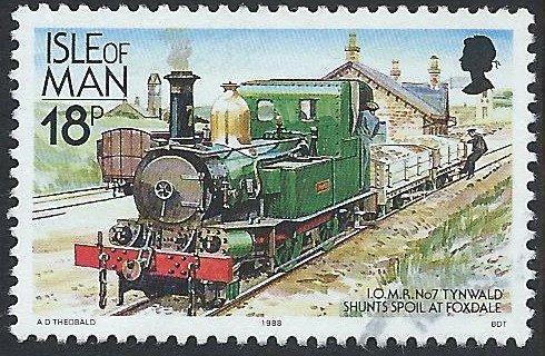 Postzegels Isle of Man - 1988 - Tram en Spoorwegen (18p) - 1