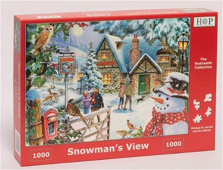 House of Puzzles - Snowman's View - 1000 Stukjes Nieuw - 2