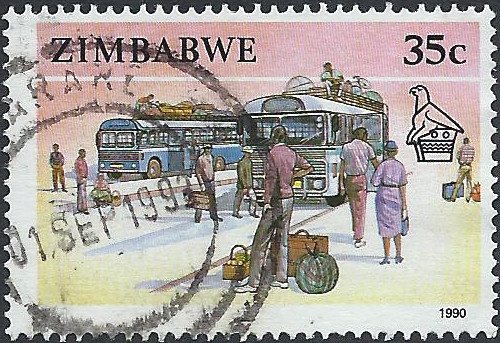 Postzegels Zimbabwe - 1990 - Dieren, Kunst en Transport (35c) - 1