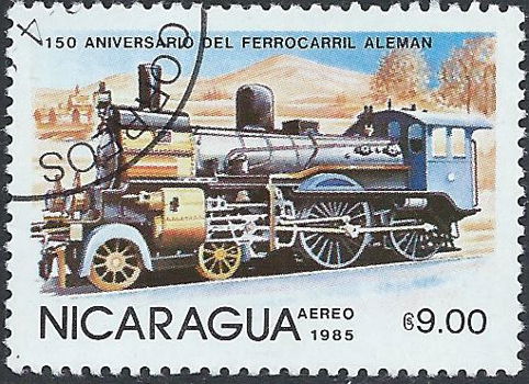 Postzegels Nicaragua - 1985 - 150 jaar spoorwegen (9,00) - 1
