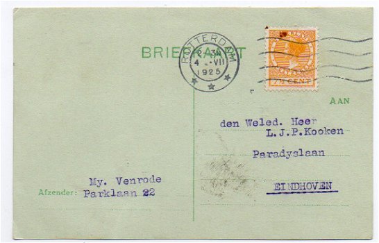 H053 Briefkaart Nederland 1925 - 1