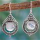 1001oorbellen maansteen oorhangers zilver vintage retro blauwe faux moonstone - 1 - Thumbnail