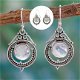 1001oorbellen maansteen oorhangers zilver vintage retro blauwe faux moonstone - 4 - Thumbnail