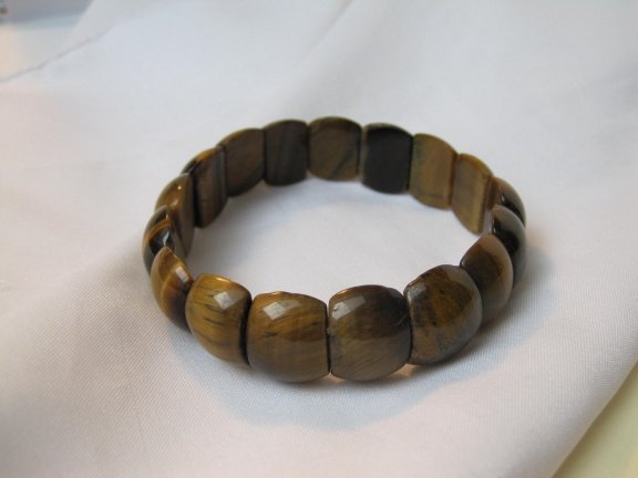 Armband tijgeroog edelstenen op rekband pols tot 19 cm - Afbeelding 3