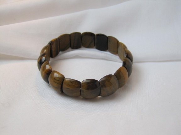 Armband tijgeroog edelstenen op rekband pols tot 19 cm - Afbeelding 4