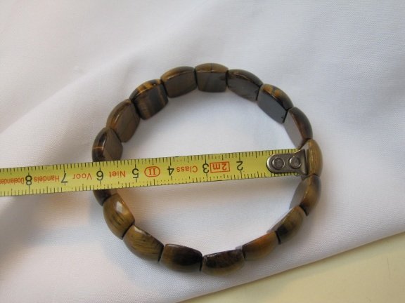 Armband tijgeroog edelstenen op rekband pols tot 19 cm - Afbeelding 5